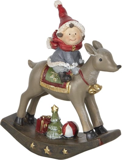 Clayre & Eef Beeld Kind 11x4x13 cm Bruin Blauw Polyresin Kerstdecoratie