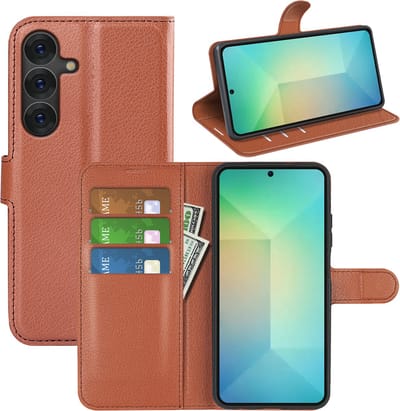 MobyDefend Hoesje - Geschikt voor Samsung Galaxy S25 - Kunstleren Wallet Book Case (Sluiting Voorkant) - Bruin