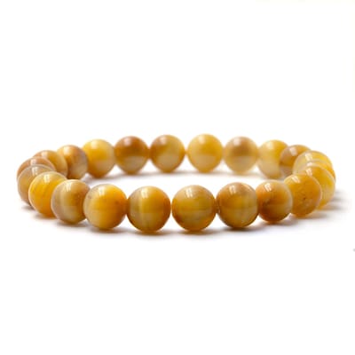 Bixorp Gems Goudkleurige Tijgeroog Edelstenen Armband - Gepolijste Edelsteen Kralenarmband