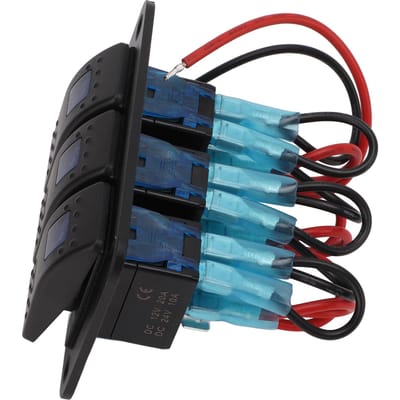 Interrupteur à bascule 3 positions Protection contre les surintensités LED Rétroéclairé bleu IP65 Étanche pour Véhicules 12-24V Bateaux SUV Camions blue