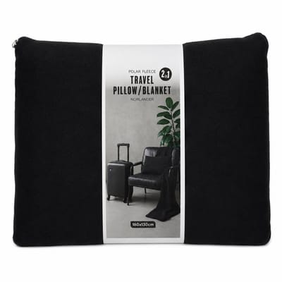 Norlander 2-in-1 Reis Kussen of Deken - 2in1 - Zwart - Travel Pillow - Blanket