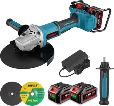 Accu haakse slijper - Doorslijpmachine elektrisch - Metaal snijden - Borstelloze motor - 180 mm schijf - Turquoise
