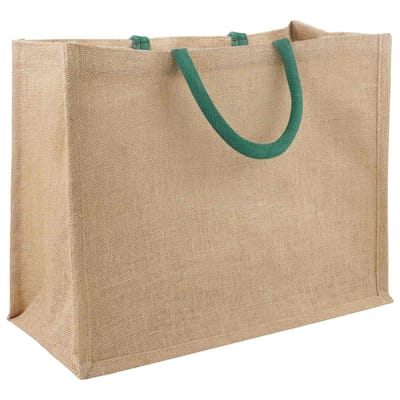 vidaXL - Jute - Handtassen - 10 - Natuurlijk - en - Groen - 42 - x - 33 - x - 19 - cm