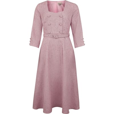 Banned Retro - Rockabilly Midi-jurk - Isobel Dress - XS tot S - voor Vrouwen - lichtroze