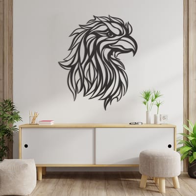 Wanddecoratie - Adelaar - Hout - Wall Art - Muurdecoratie - Woonkamer - Zwart - 71.5 x 59 cm