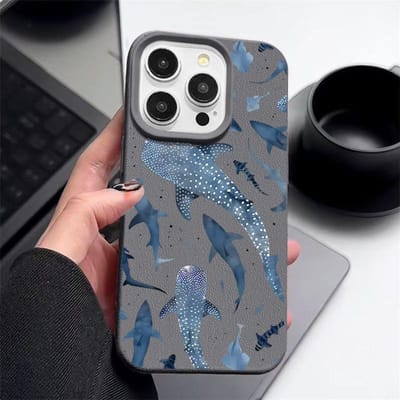 Walvishaai Telefoonhoesje Voor iPhone 17 16e 16 Pro Max 12 13 14 15 Pro Max 11 17 Air Schokbestendig Leertextuur Siliconen TPU Cover iPhone 13 Pro