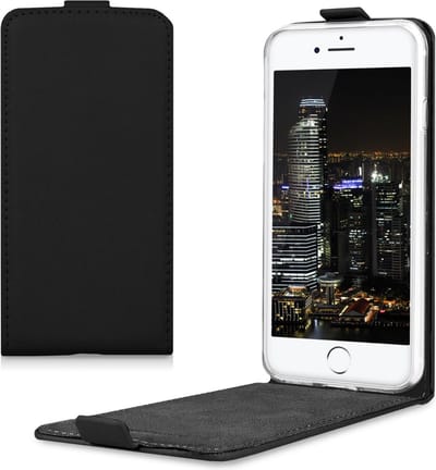 kwmobile hoesje geschikt voor Apple iPhone SE (2022) / iPhone SE (2020) / iPhone 8 / iPhone 7 - Flip cover met magnetische sluiting in zwart