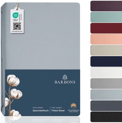 BARBONS hoeslaken 90x200 - hoeslakens Jersey 145 g/m² - 100% katoen - lichtblauw