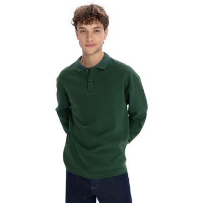 Heren Polo T-Shirt met Lange Mouwen