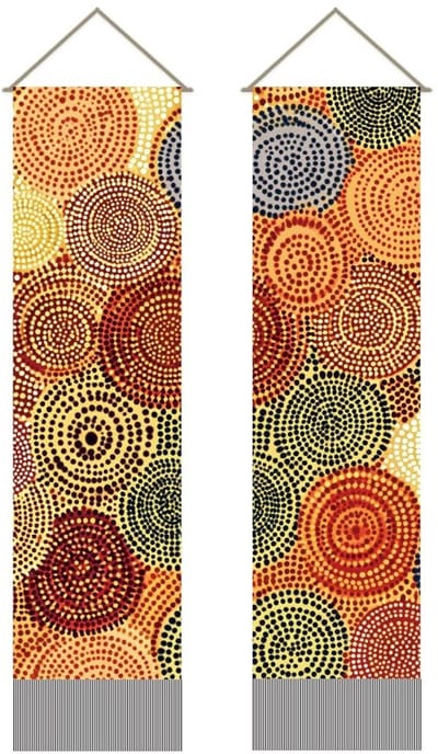 Dailygoods- Wandtapijt Set van 2 - Boho Muurdecoratie - Abstracte Kunst - Mythologie Deuropening - Kwastje - Verticaal Lang Tapijt - Muurtapijt