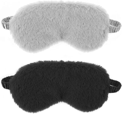 Zachte Pluche Oogmasker Set - Comfortabele Slaapblinddoek voor Ontspanning, Reis en Meditatie - Perfect Cadeau voor Mannen en Vrouwen (Zwart, Grijs)