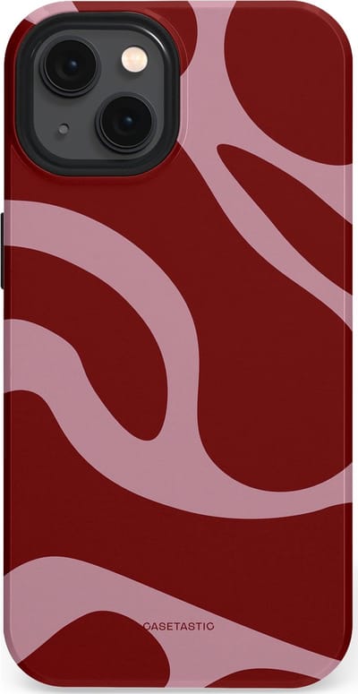 Casetastic hoesje geschikt voor Apple iPhone 13 - MagSafe - Dubbellaagse bescherming - Roze Rode Framboos Blobs - Fashion Case - Bordeaux Lila