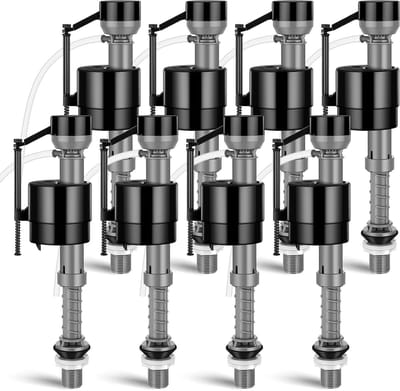 Toilet Vulling Klep - Reservoir Onderdeel - Toilet Reparatie - Stille Werking - 8 Stuks Verpakking - Grijs