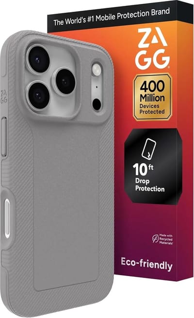 ZAGG Luxe Snap Hoesje Geschikt voor Apple iPhone 17 Pro - Graphene Back Cover Compatibel met MagSafe / Qi2 - 3M Valbescherming - Gerecycled Materiaal - Grijs