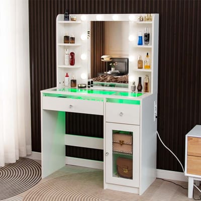Milton & Oldbrook Kaptafel met LED- & RGB-verlichting Voss Wit