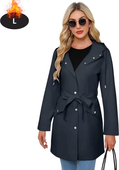 Livano Mantel Dames - Tussenmantel - Jas - Mantelpakje - Trenchcoat - Overjas - Overcoat - Winter - Marineblauw - L