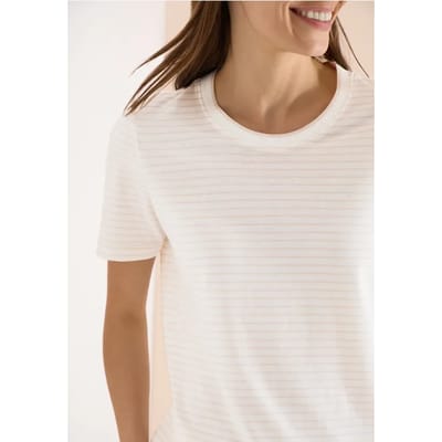 Shirt met korte mouwen, ronde hals en strepen