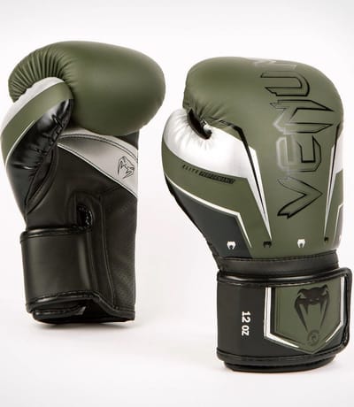 Venum Elite Evo Bokshandschoenen – Khaki/Zilver – 10 oz