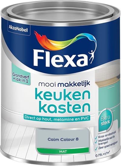 Flexa - Mooi Makkelijk Keukenkasten Mat - Calm Colour 8 - Mengverf - 750 Ml
