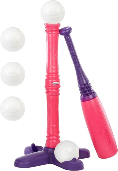 T-bal set - Honkbal speelgoed - Sportvaardigheden leren - Verstelbare hoogte - 5 ballen - Roze