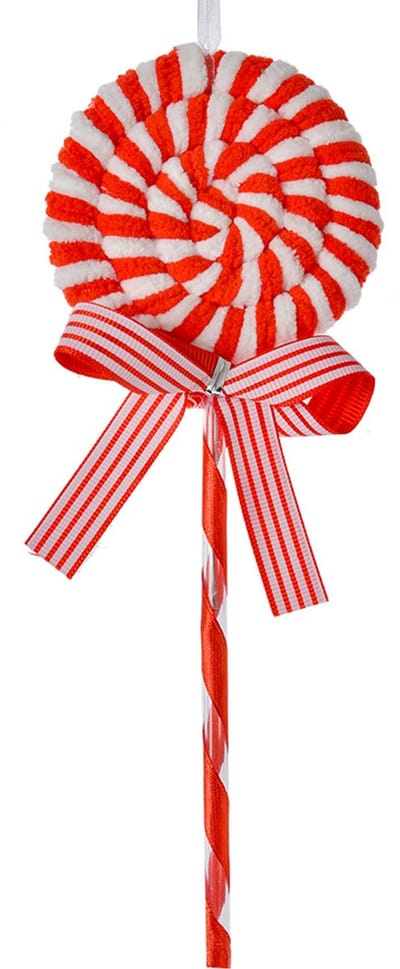 Clayre & Eef Kersthanger Lolly 25 cm Rood Wit Kunststof