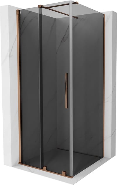 Mexen Velar schuifbare douchecabine 90 x 90 , grafiet, roze goud - 871-090-090-41-60