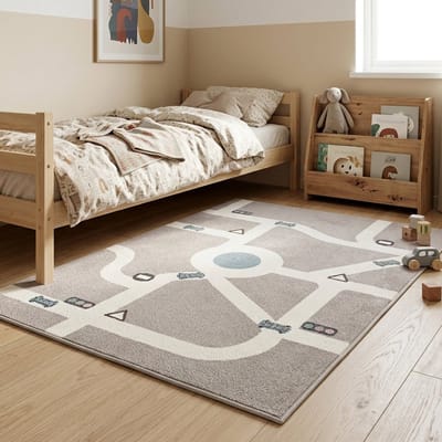 Little Olly Kinderkamer vloerkleed - Bowie Autoweg Taupe - 120x170cm