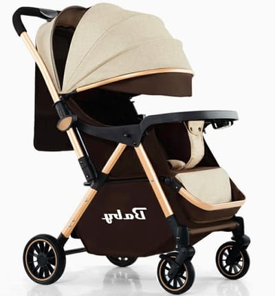 Lichtgewicht Kinderwagen - Paraplukinderwagen Reisbuggy - Veilig Vervoer Baby - Vierwiel Schokabsorptie - 102*67*43cm - Khaki