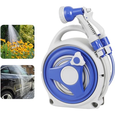 Intrekbare Tuinslanghaspel met 8-in-1 Sproeikop 43 Ft Slang Draagbare Waterslanghaspels met US connector