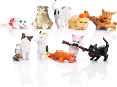 Cute Cat Figurines - 10 Piece Realistic Mini Cat Kitten Figures - Cake Topper Miniature Cat Animal Toy Set - Cat Ornament for Home Garden Decoration - Party Gift - Dierenaccessoires