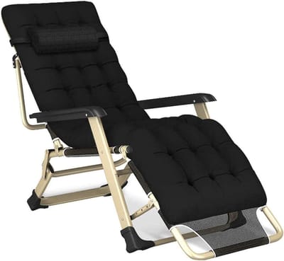 Liggende Tuinstoel - Relaxfauteuil Zonnebank - Buiten Ontspannen - Opvouwbaar en Verstelbaar - 178 cm - Zwart