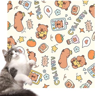 Katten Inbakerdoek - Kattenwikkel Verzorging - Veilig Trimmen - Zelfklevend Ontwerp - 45x45cm - Capibara Print