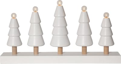 Star Trading kandelaar SKOG, sparrenbos, wit, hout, decoratieve lamp, 5-vlam, 46cm
