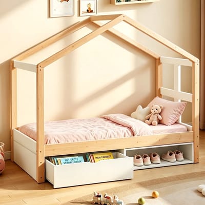 VVBV Schoenenkast 90x190 cm - Lade, Voor Kinderen/Tieners - Hout Naturel - Voor Hal en Entree