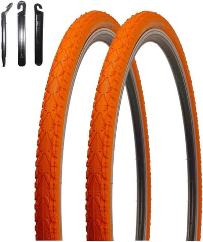 Fietsbanden Set - Banden Oranje - Veilig Fietsen - Inclusief Bandenlichters - 40-622 28x1.5 - Oranje