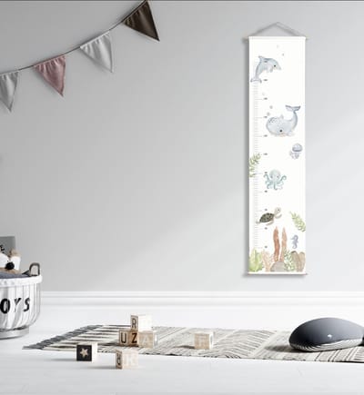 Groeimeter met zeedieren - Wit - Babykamer - Kinderkamer - 120x30 cm - Kinderkamer decoratie - Wanddecoratie - Kraamcadeau