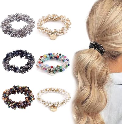 6 Stuks Kristallen Scrunchies en Haaraccessoires voor Dames en Meisjes