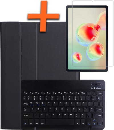 Hoes Geschikt voor Samsung Galaxy Tab S6 Lite Hoes Toetsenbord Hoes Case Book Cover Hoesje Met Screenprotector - Hoesje Geschikt voor Samsung Tab S6 Lite Keyboard Hoes - Zwart