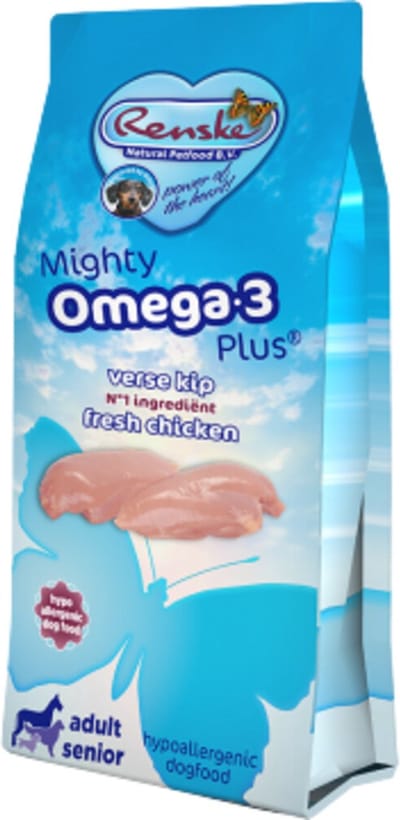 Renske Mighty Omega Plus Hondenvoer Kip 600 gr