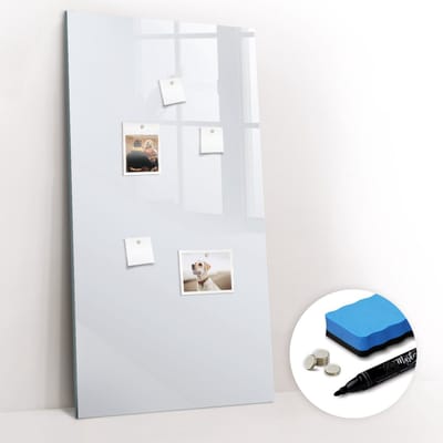 Tulup Whitebord - Kleur Donker Wit Magneetbord - 60 cm x 120 cm - Magnetisch Memobord - Moderne Wanddecoratie - Magneetbord Keuken - Notitiebord Werkplek - Gratis 5 Sterke Magneten + Whiteboard Marker & Wisser - Magnetisch Memobord - Magnetic Board