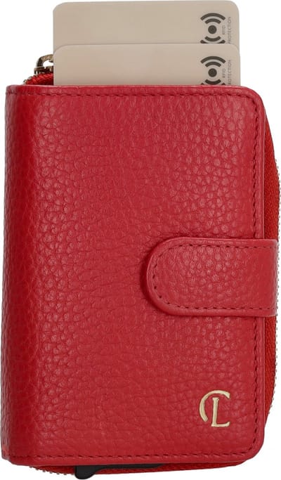 Charm London Washington Creditcard etui - Pasjeshouder - Creditcardhouder - RFID - Bescherming - Muntgeld - Briefgeld - Leren Dames Tas - Rood