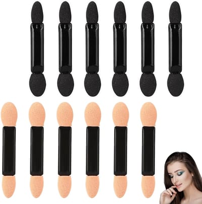 Dailygoods- Oogschaduwkwast 12 stuks - Professionele Make-up Applicator - Zachte Spons - Duurzaam Plastic - Geschikt voor Beginners en Visagisten