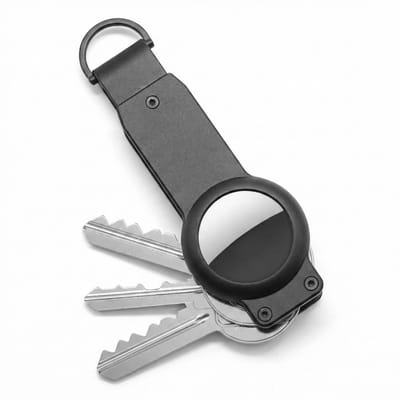 Ainy - Sleutel organizer aluminium zwart met Airtag houder | Compact sleutelhouder wallet | Sleutelhanger gadgets | Hanger voor auto sleutels | Key organizer voor volwassenen | Mini sleuteletui portemonnee | Geschikt voor 6 sleutelringen