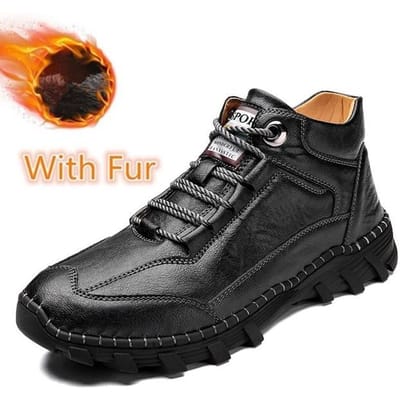 Winter Heren Laarzen Mode Heren Sneeuwlaarzen Warm Buiten Veterschoenen Voor Heren Handgemaakte Herenschoenen Casual Schoenen Ontwerpers Laarzen 44 black