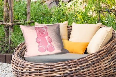 Buitenkussens - Tuin - Beer - Roze - Snoep - 50x30 cm