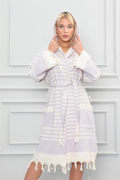 Lubna Home Hamam badjas XL 100%Katoen- -Strand Badjas XL-licht PARS