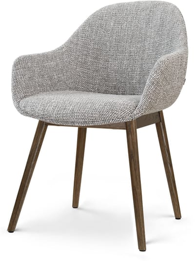 Nolon Nio-Mae Eetkamerstoel grijs blend - walnoot houten onderstel - japandi - elegant - armstoel