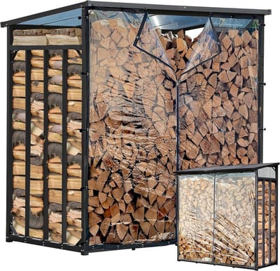 Houtopslag Rek - Buiten Houtopslag - Opslag en Droging - Met Weerbescherming - 185 x 70 x 185 cm - Antraciet