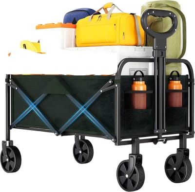Tuinwagen - Bolderkar - Trolley - Handkar - Voor Camping, Strand & Boodschappen - Lichtgewicht - Groen