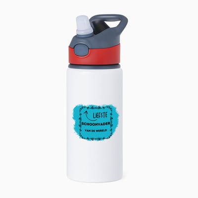 Hacebo® - liefste schoonvader van de wereld waterfles met rietje rood - Vader - de liefste schoonvader - vader cadeautjes - vaderdag - verjaardag - geschenk - kado - water fles - 650ML